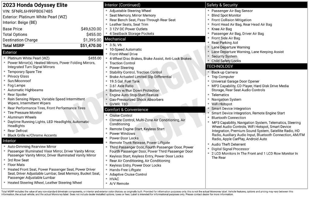 2023 Honda Odyssey Elite