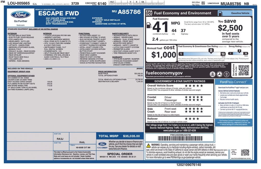 2021 Ford Escape Hybrid Titanium