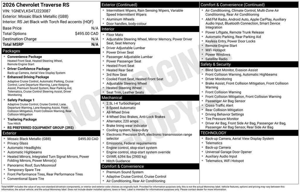 2026 Chevrolet Traverse RS