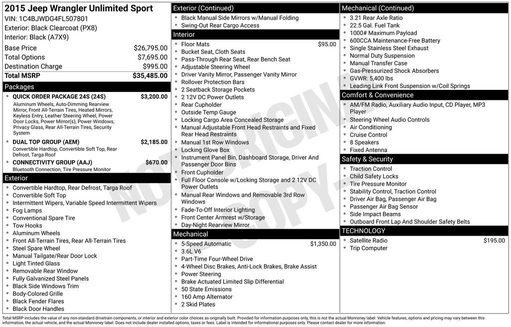 2015 Jeep Wrangler Unlimited Sport