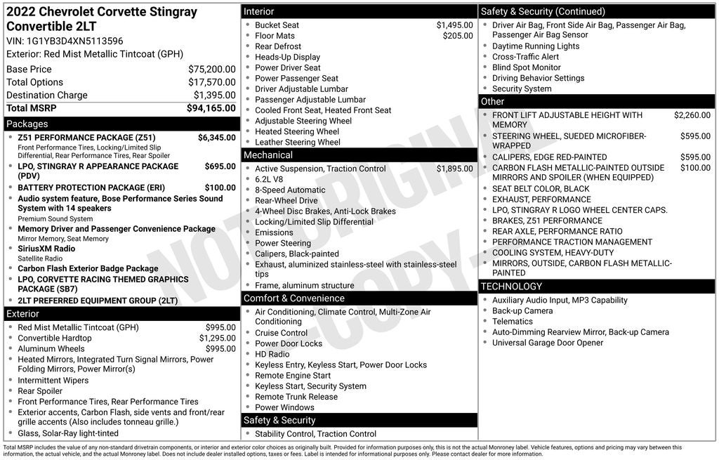 2022 Chevrolet Corvette Stingray 2LT