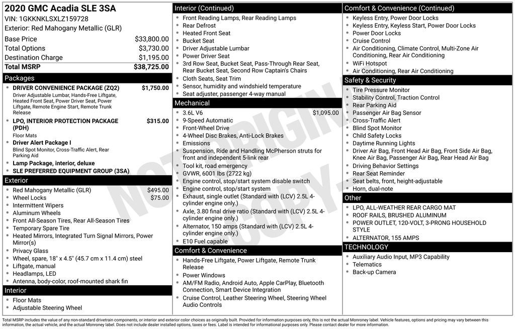 2020 GMC Acadia SLE