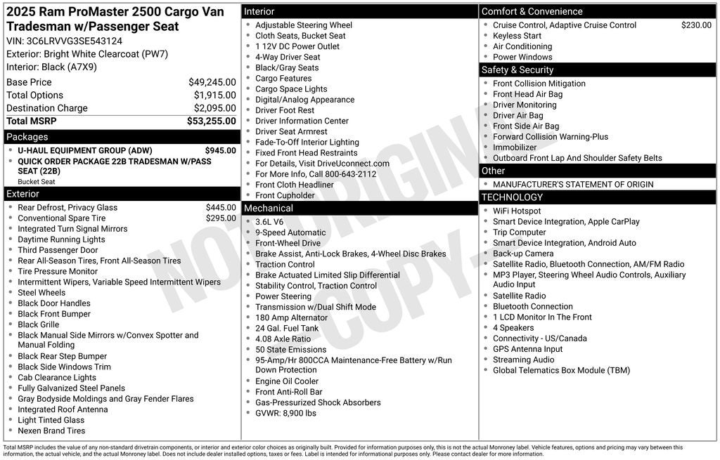 2025 RAM ProMaster 2500 Base