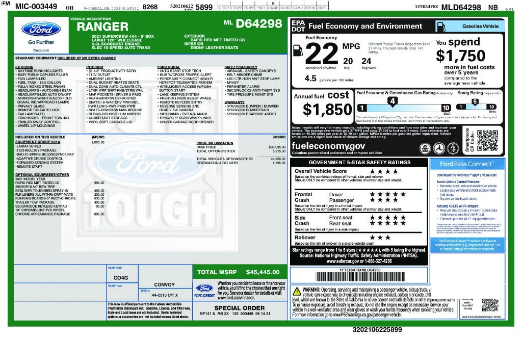 2021 Ford Ranger Lariat