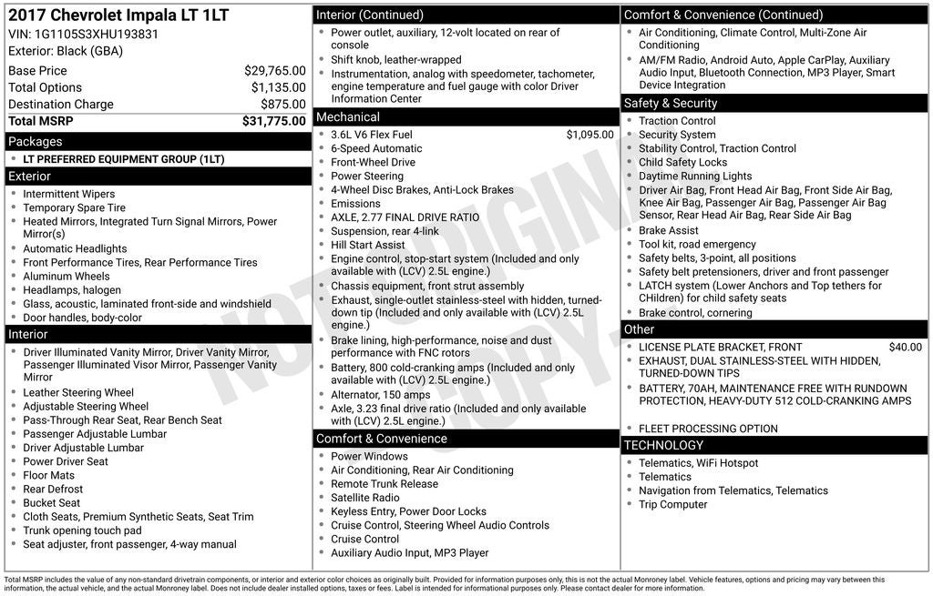 2017 Chevrolet Impala LT 1LT