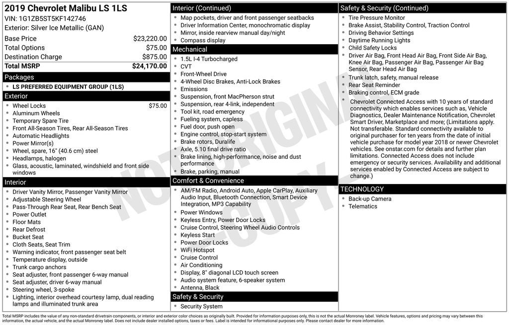 2019 Chevrolet Malibu LS 1LS