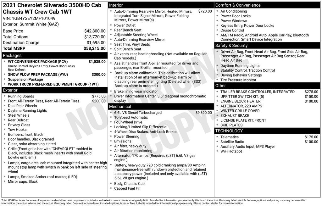 2021 Chevrolet Silverado 3500HD Work Truck