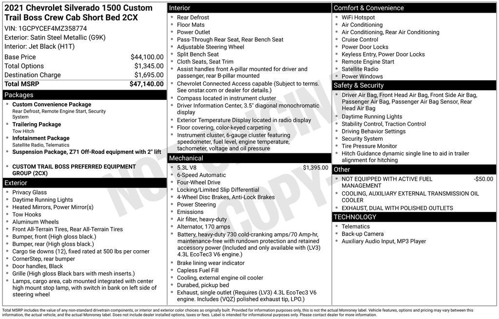 2021 Chevrolet Silverado 1500 Custom Trail Boss
