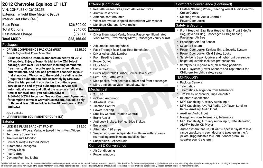 2012 Chevrolet Equinox LT 1LT