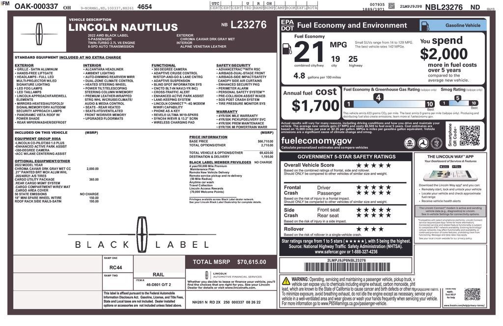 2022 Lincoln Nautilus Black Label