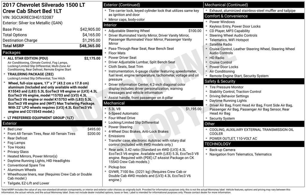 2017 Chevrolet Silverado 1500 LT LT1
