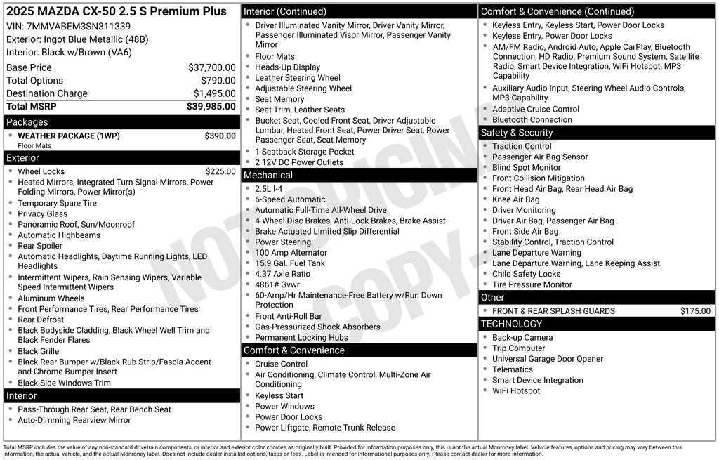 2025 Mazda Mazda CX-50 2.5 S Premium Plus Package