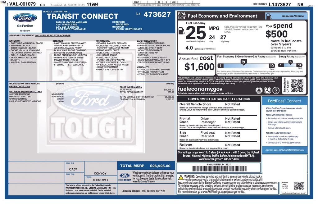 2020 Ford Transit Connect XL